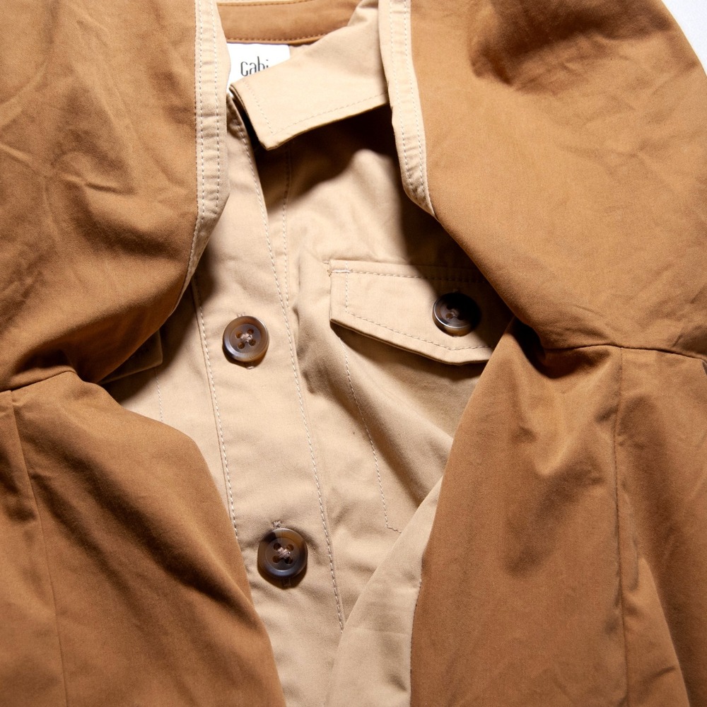 Cabi XS Women Tan #4301 Cotton Button Down Mason Jacket Collared Utility X Small - Picture 9 of 14